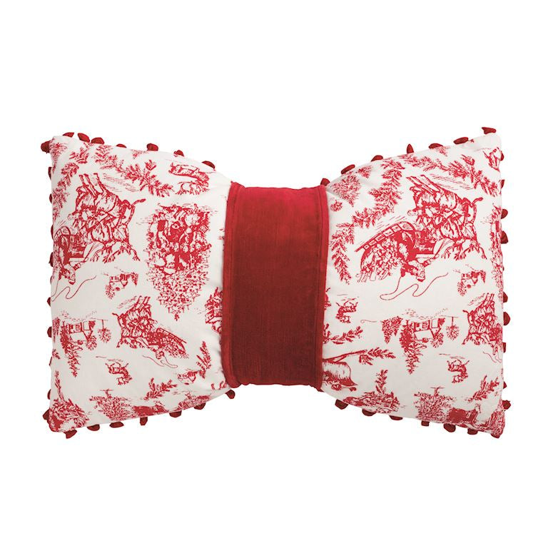 Velvet Toile Bow Pillow