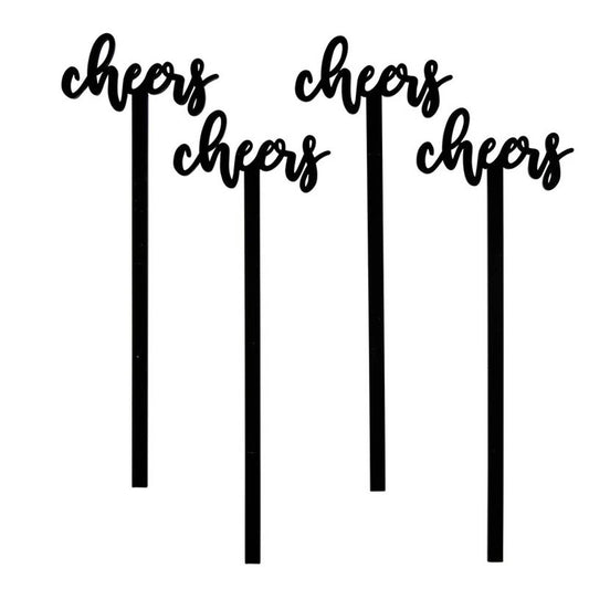 Acrylic Stir Sticks - Cheers: Acrylic / 7" H, 4 count/package