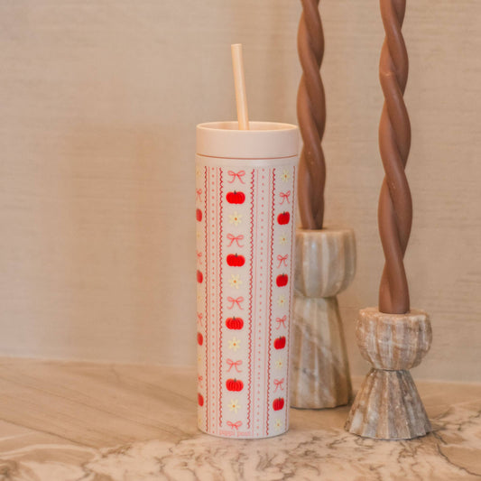 Pumpkins, Bows & Florals Fall 16oz Skinny Acrylic Tumbler