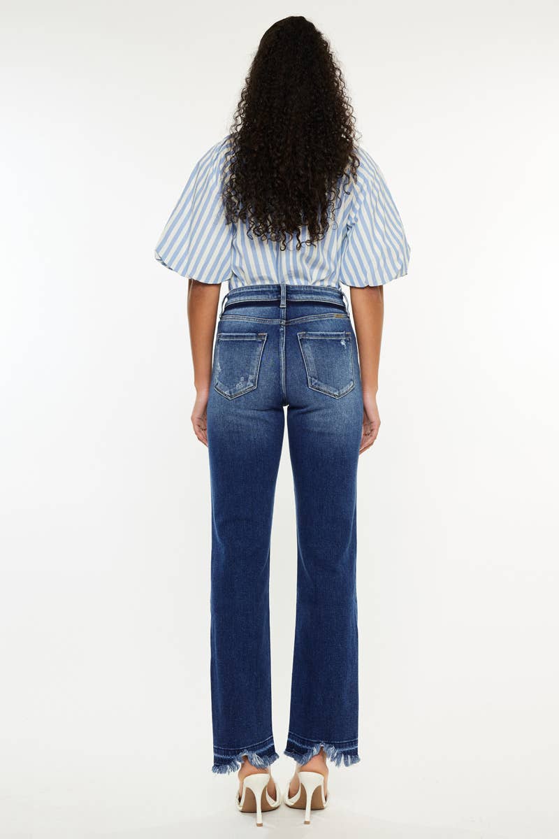 HIGH RISE SLIM STRAIGHT JEANS - DARK