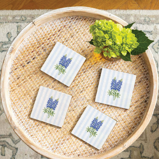 Bluebonnet Stripe Coaster Set