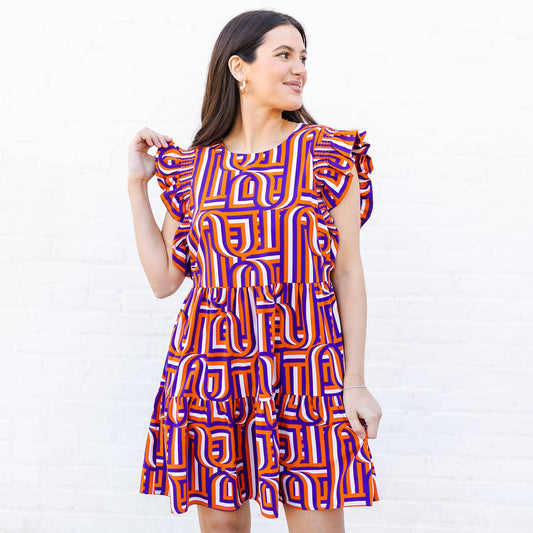 Dress Everly Touchdown Purple/Orange