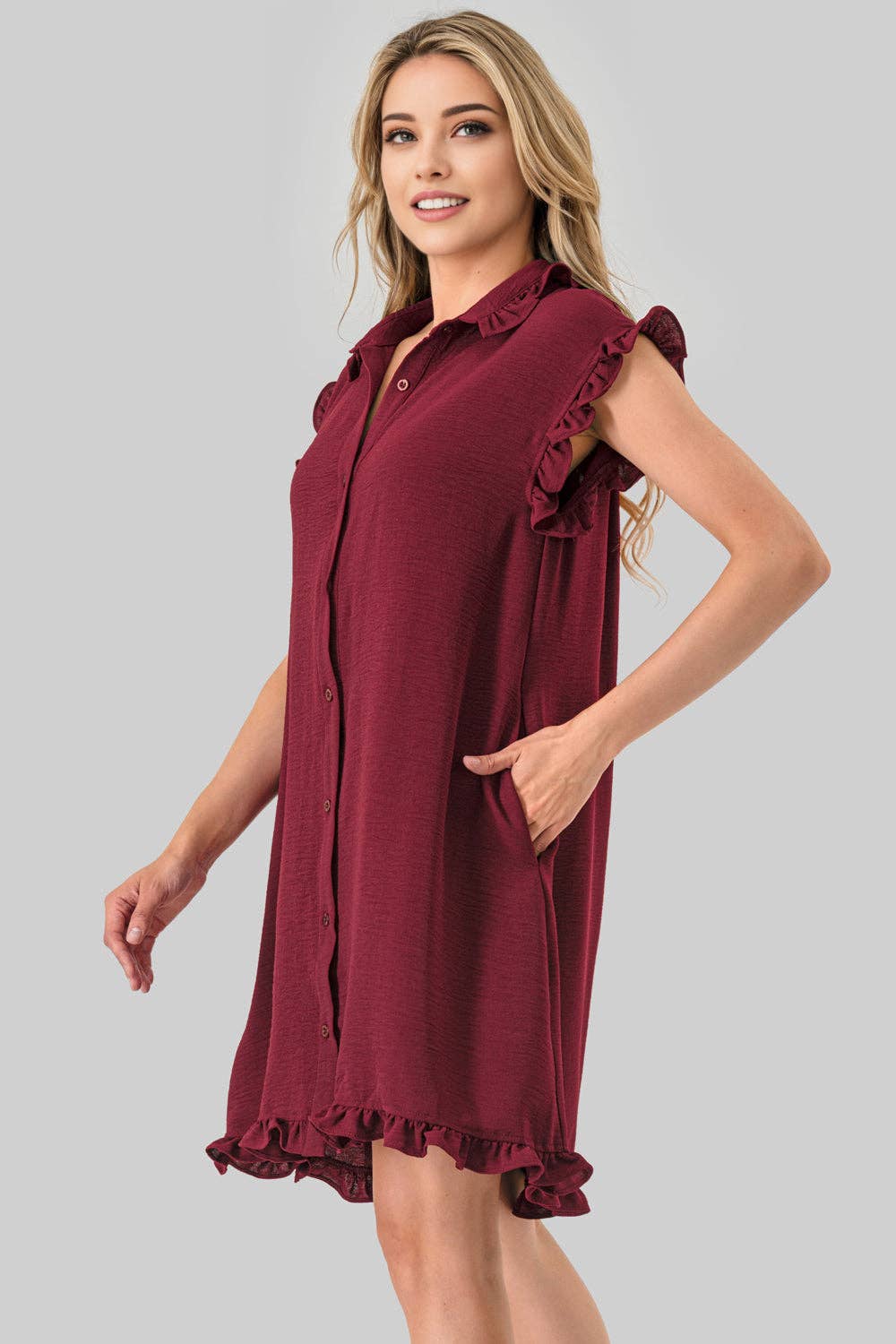 Avery Ruffle Button Down Dress