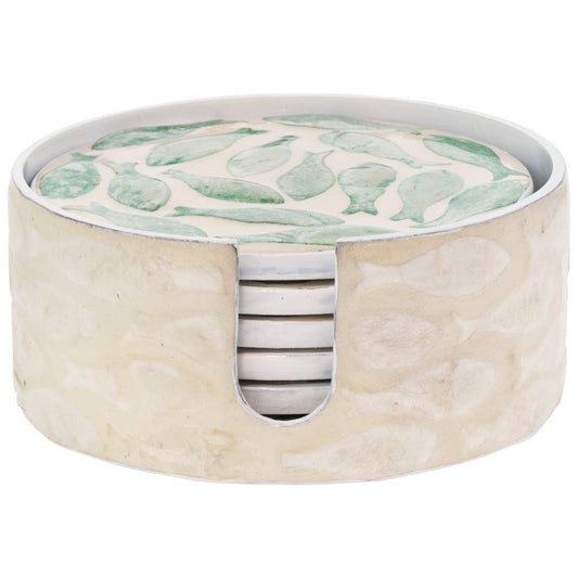 Mother Of Pearl Swirling Fish Coasters Set of 6