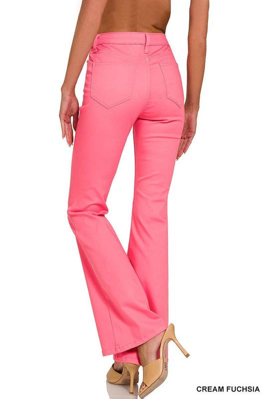 High-rise Bootcut Color Denim Pants: BLACK