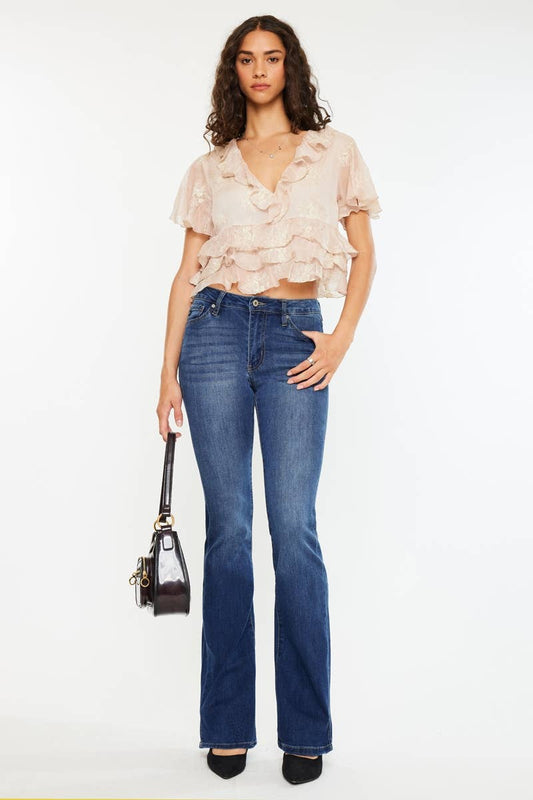 HIGH RISE SIDE SLIT BOOTCUT JEANS-MEDIUM
