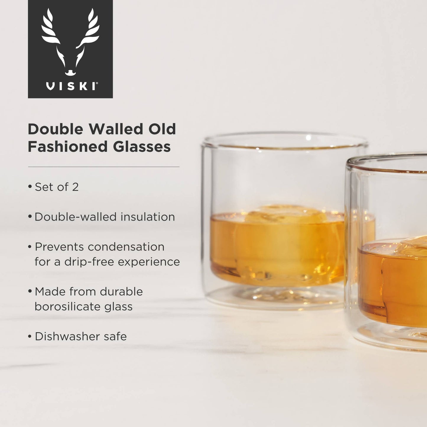 Double Walled Old Fashioned Glasses Set of 2