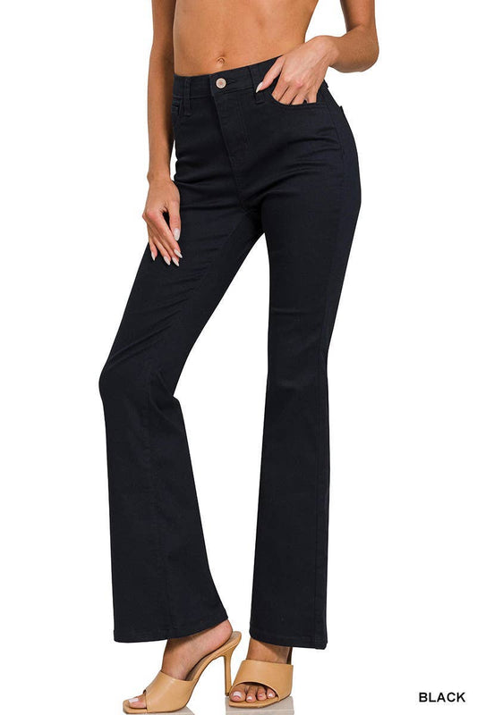 High-rise Bootcut Color Denim Pants: BLACK