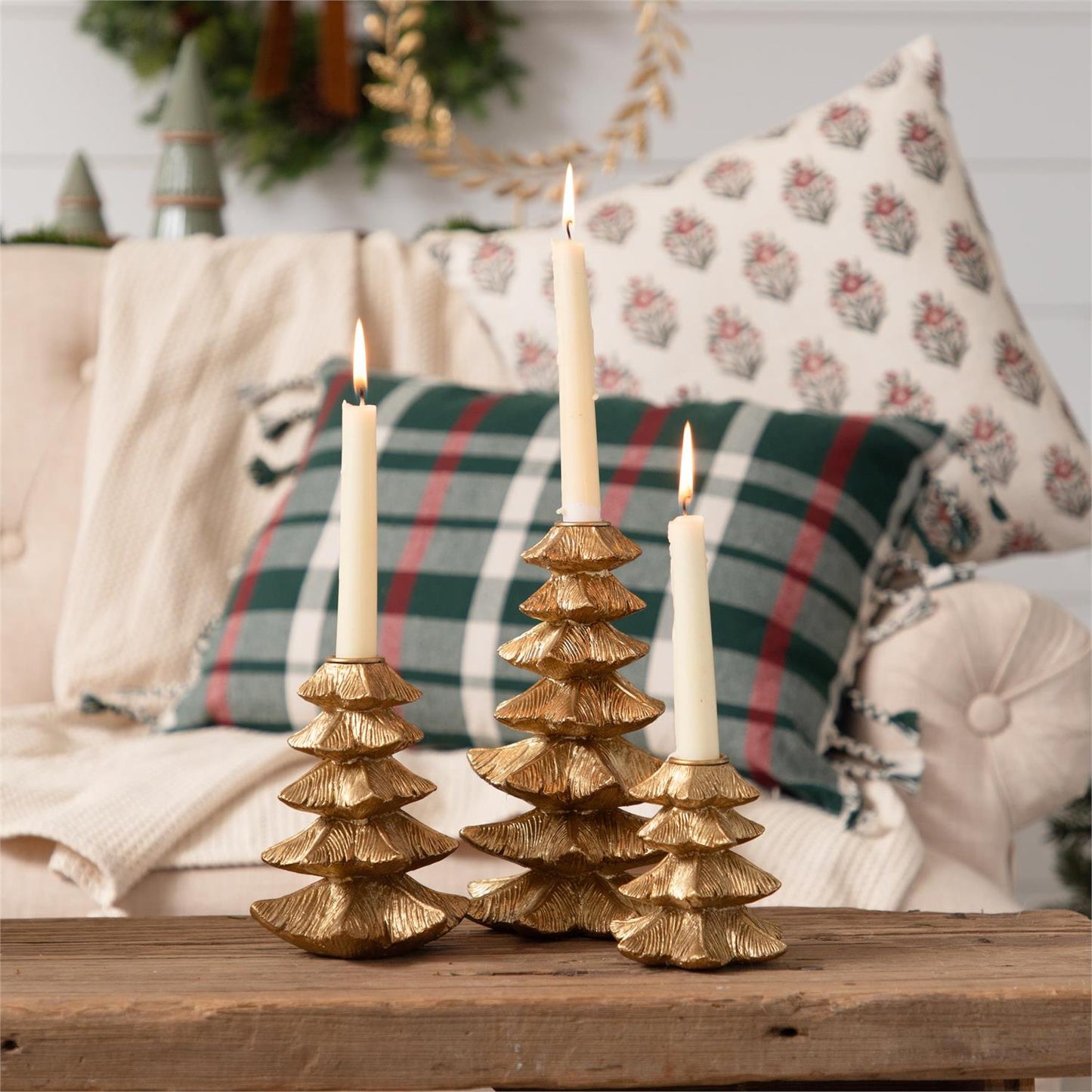 Gold Finish Christmas Tree Candle Holder