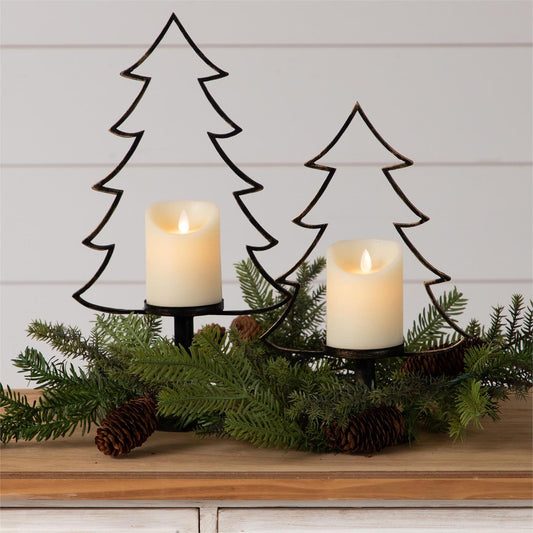 Metal Christmas Tree Silhouette Candle Holders - set