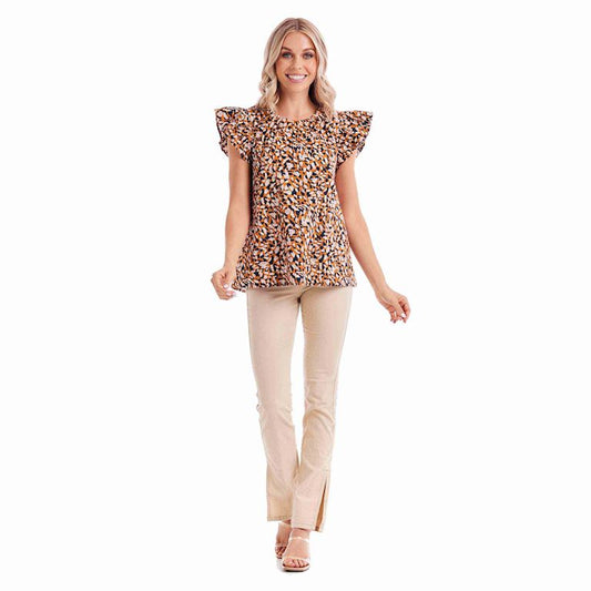 Tan Abstract Salma Top