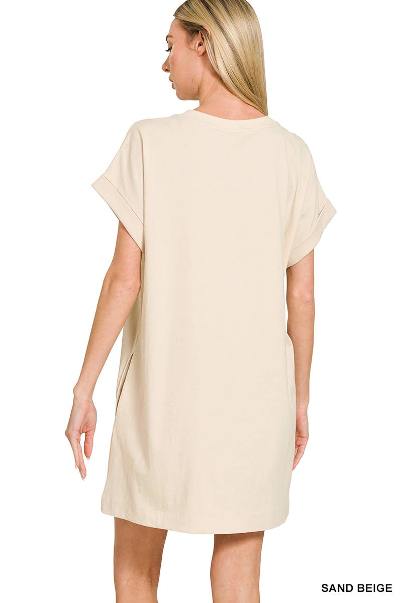 Cotton T-shirts Dress With Pockets