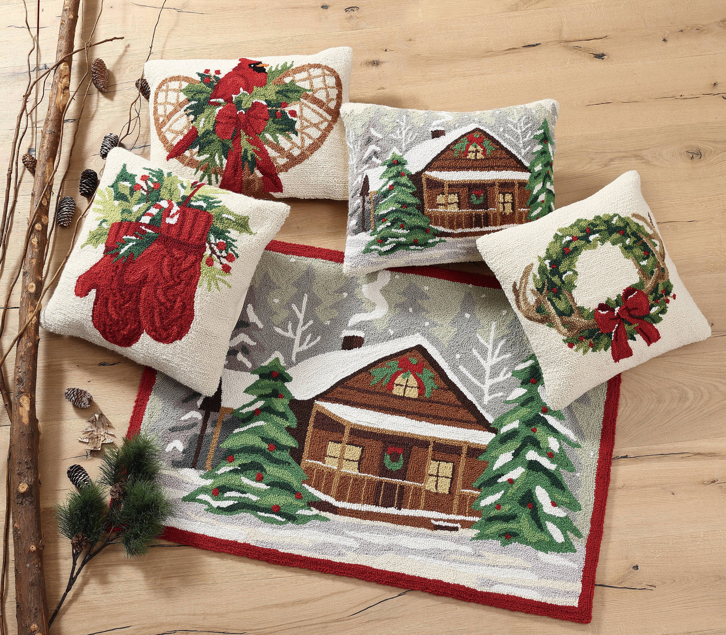 Holiday In The Woods Wreath Hook Pillow
