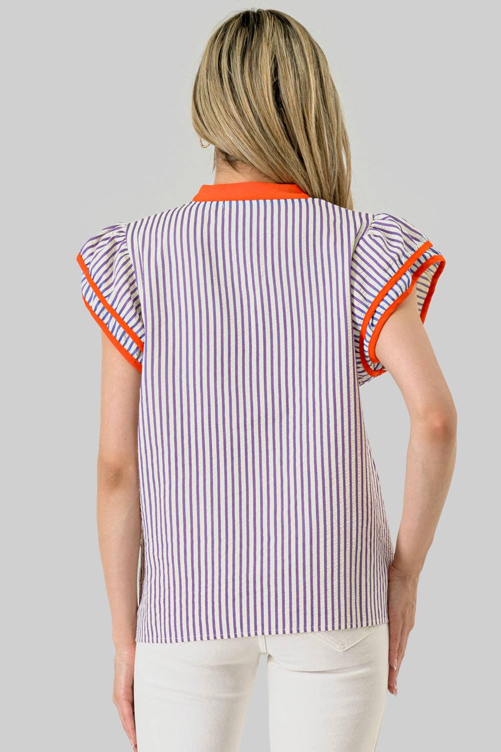 Blake Game Day Contrast Stripe Top Purple /Orange