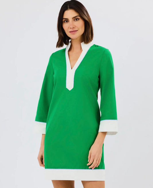 Brenda Dress | Green + White