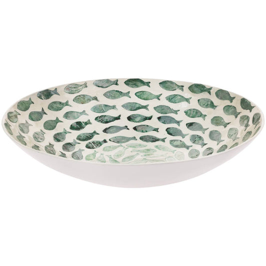 13" Dia Mother Of Pearl Swirling Fish Bowl