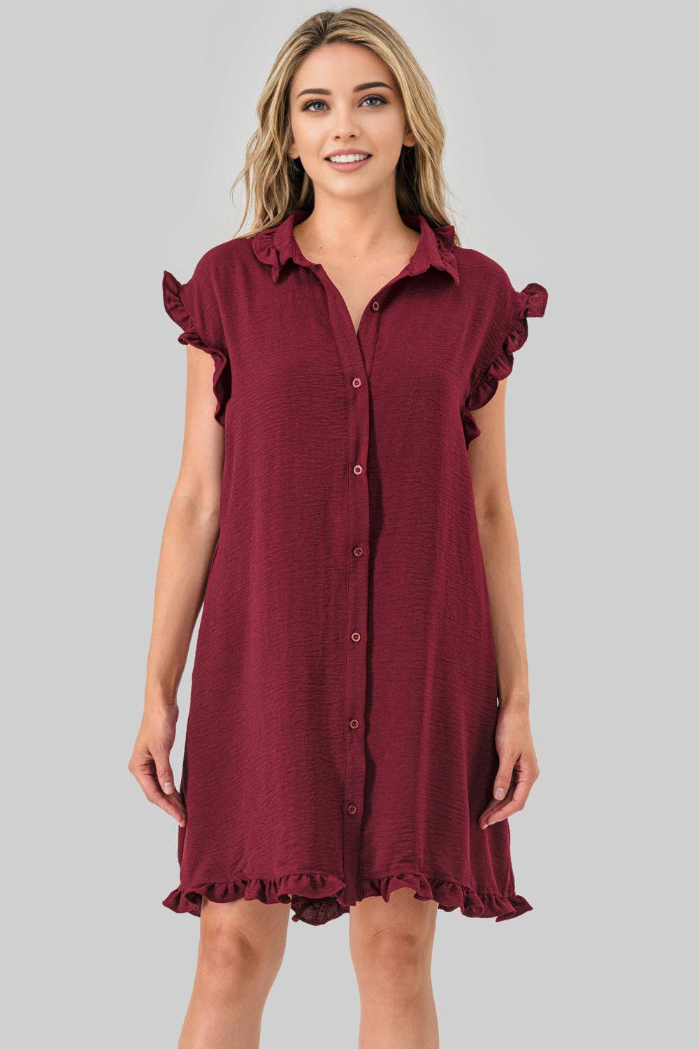 Avery Ruffle Button Down Dress