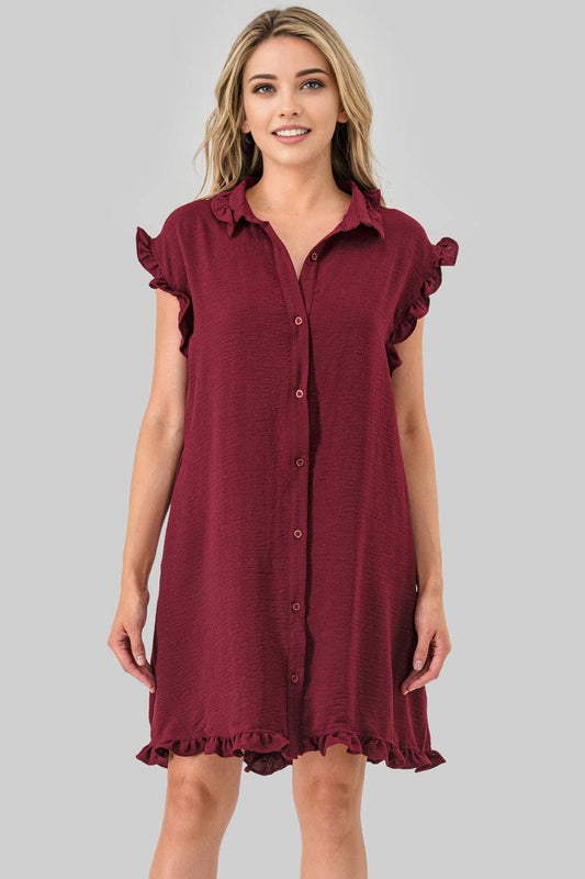 Avery Ruffle Button Down Dress