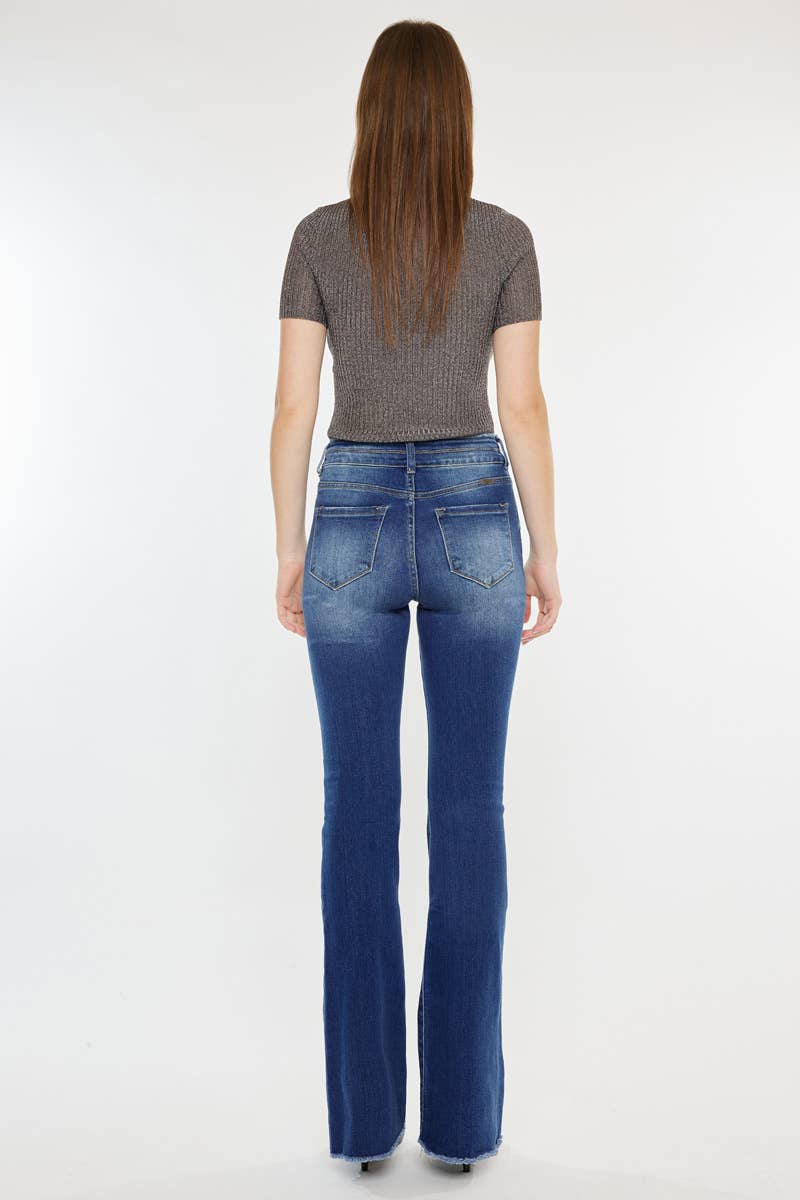 DOUBLE WAIST BAND FLARE JEANS