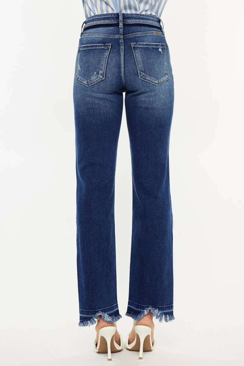 HIGH RISE SLIM STRAIGHT JEANS - DARK