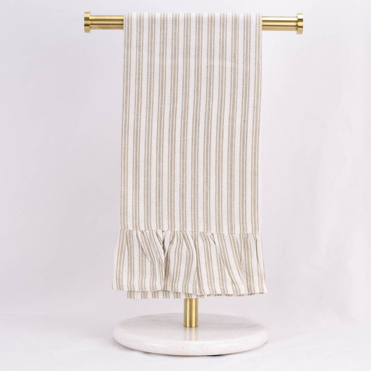 Ticking Stripe Ruffle Hand Towel